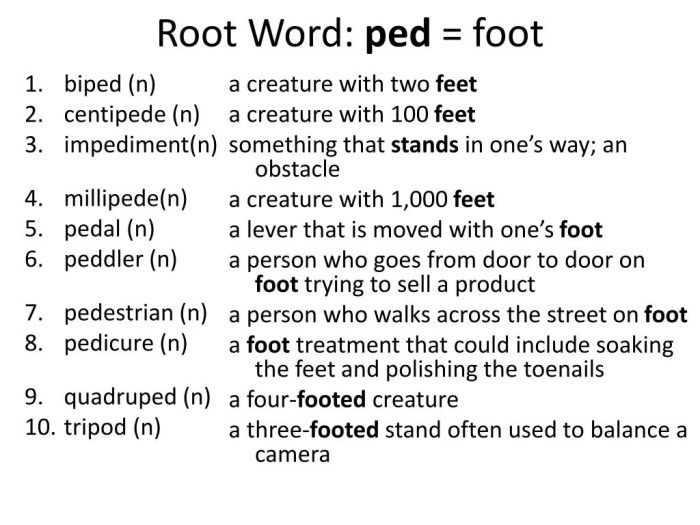 Ped and pod root words