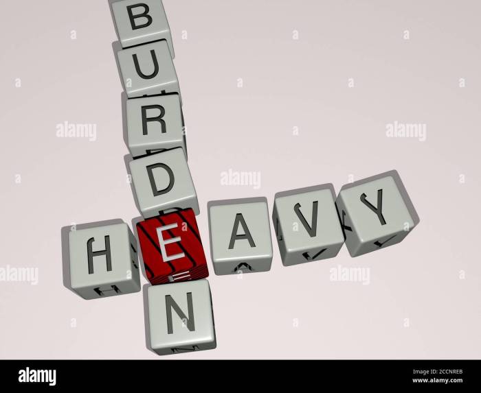 Reduces as a burden crossword