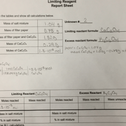 Experiment 8 limiting reactant report sheet