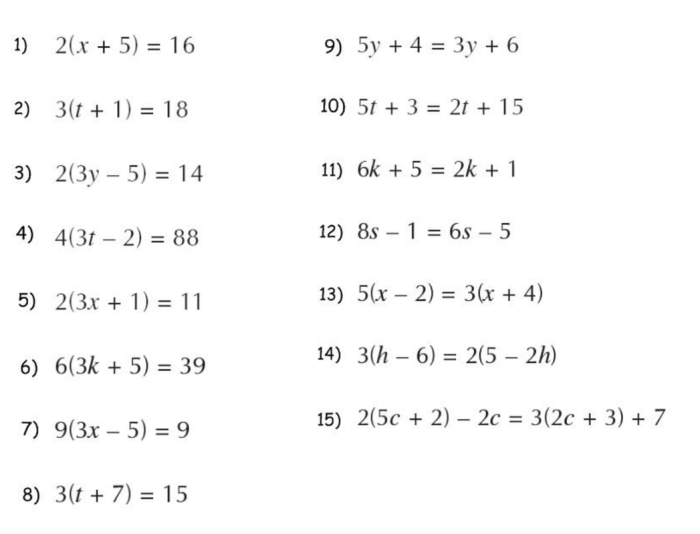 Solving equations with variables on both sides answer key