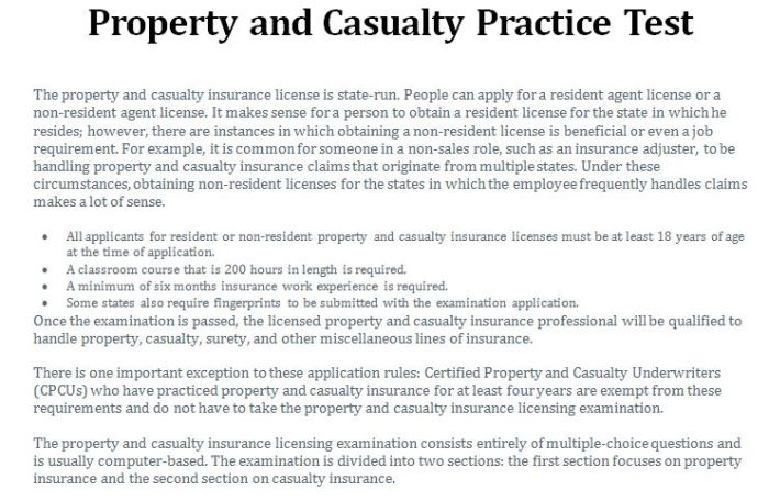 Michigan property and casualty insurance exam questions