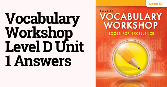 Vocabulary workshop unit 1 answers level d