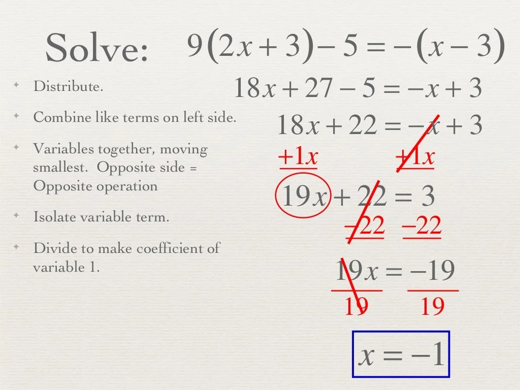 Solving equations with variables on both sides answer key